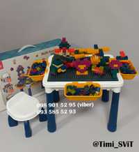 Игровой столик 6в1 с конструктором стульчик стол для рисования
