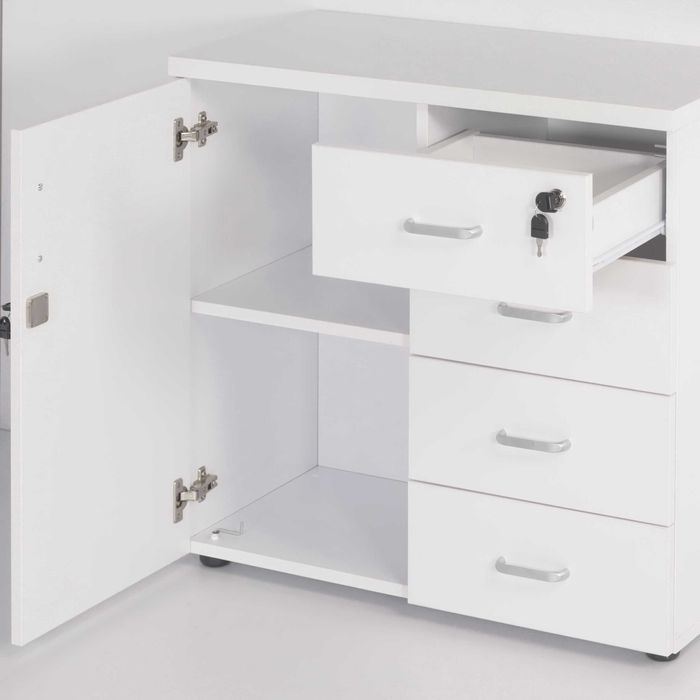 Biurko i szafka boczna  kolor biały, meble od producenta