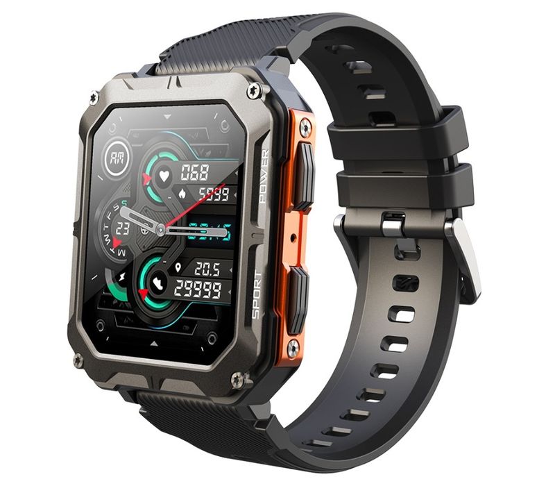 smartwatch męski rubicon rncf27 black/orange