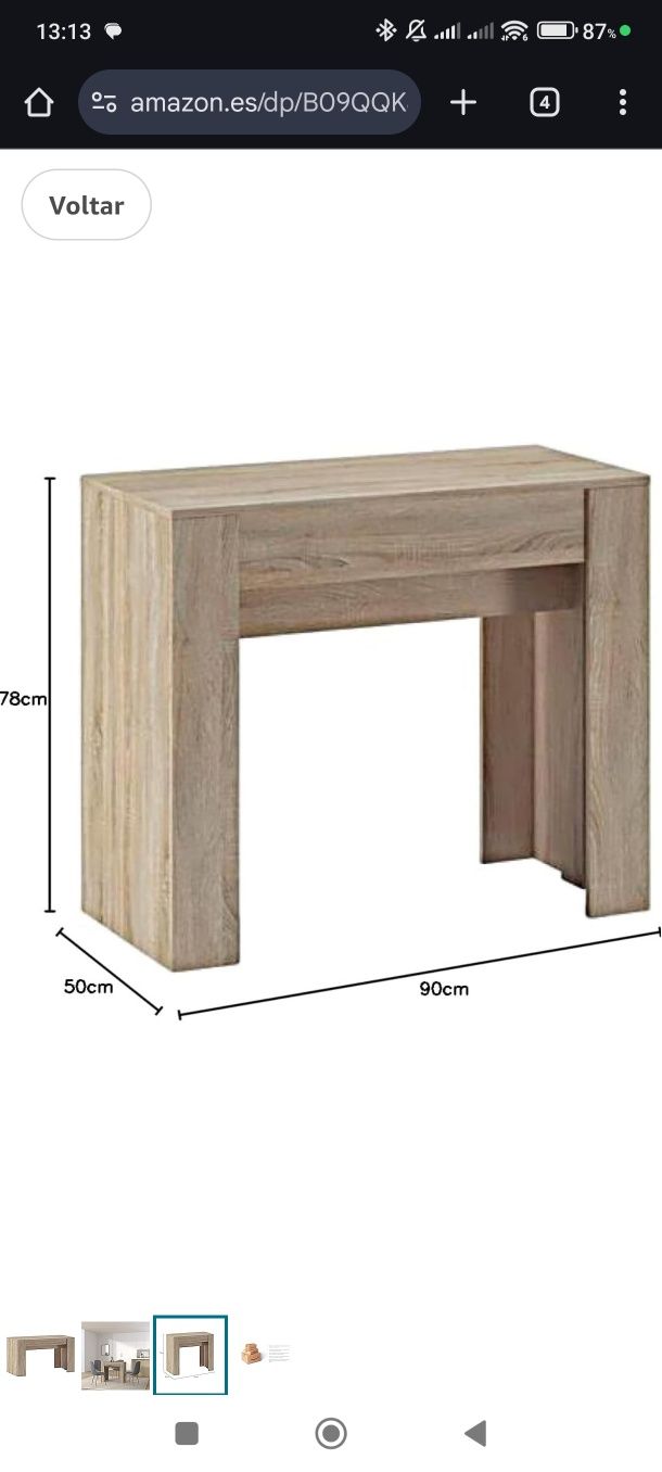 Mesa extensível 5 posições até 237cmx90cm