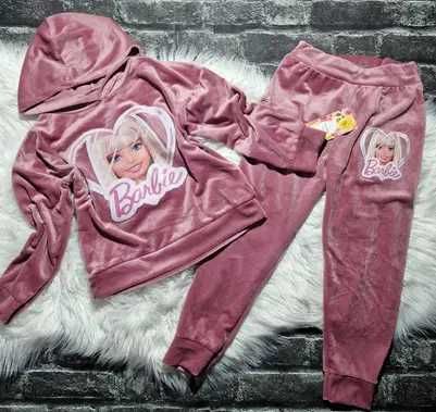 Komplet dres welurowy dla dziewczynki barbie 110/116