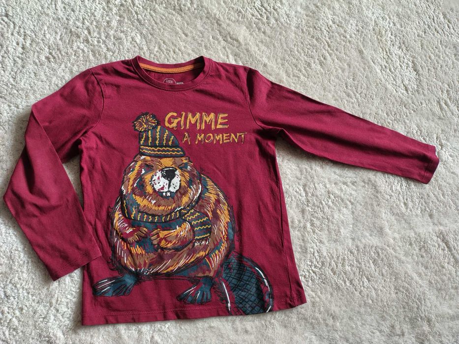 Bluzka z długim rękawem z bobrem 128 bawełna