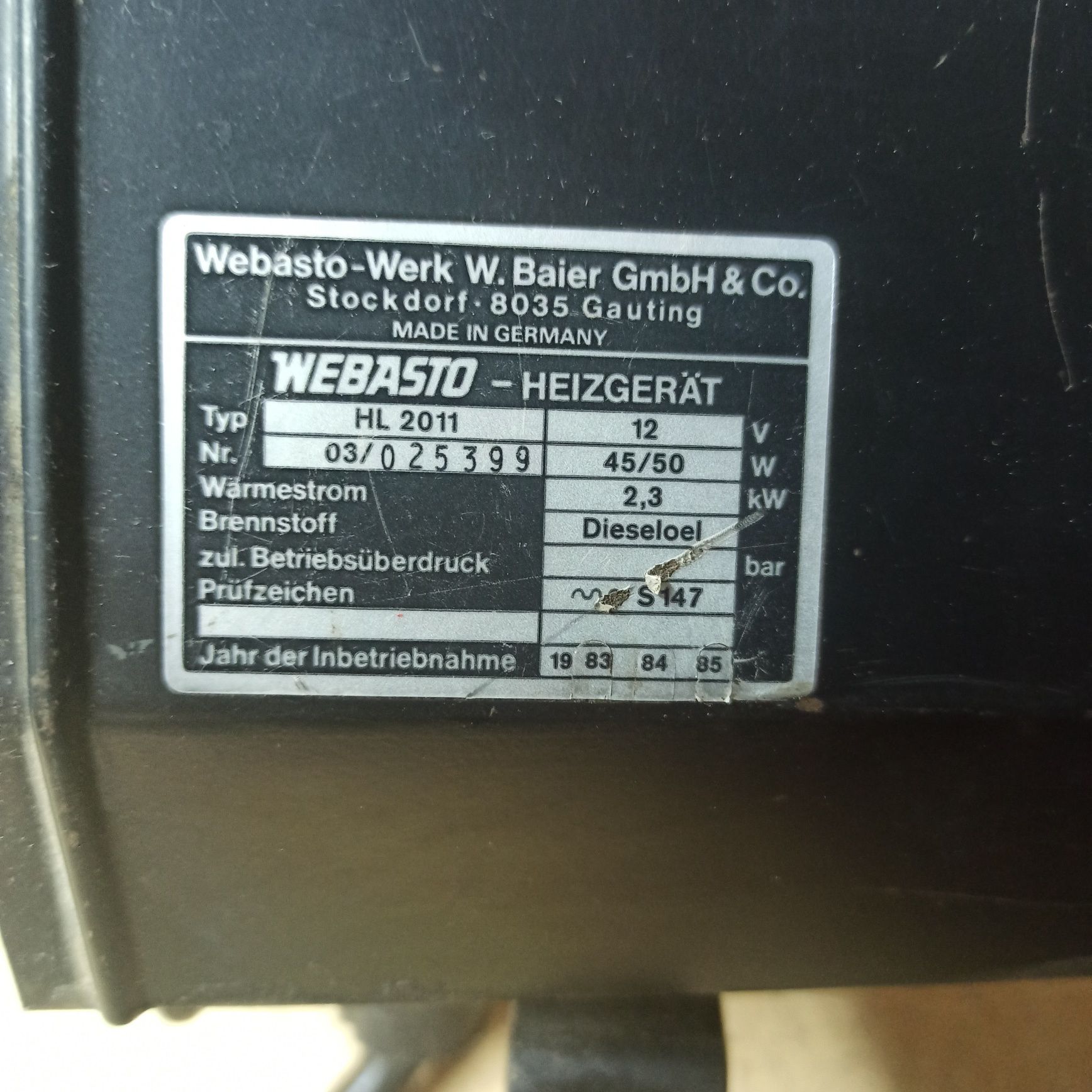 Webasto 2,5 kW 12V diesel