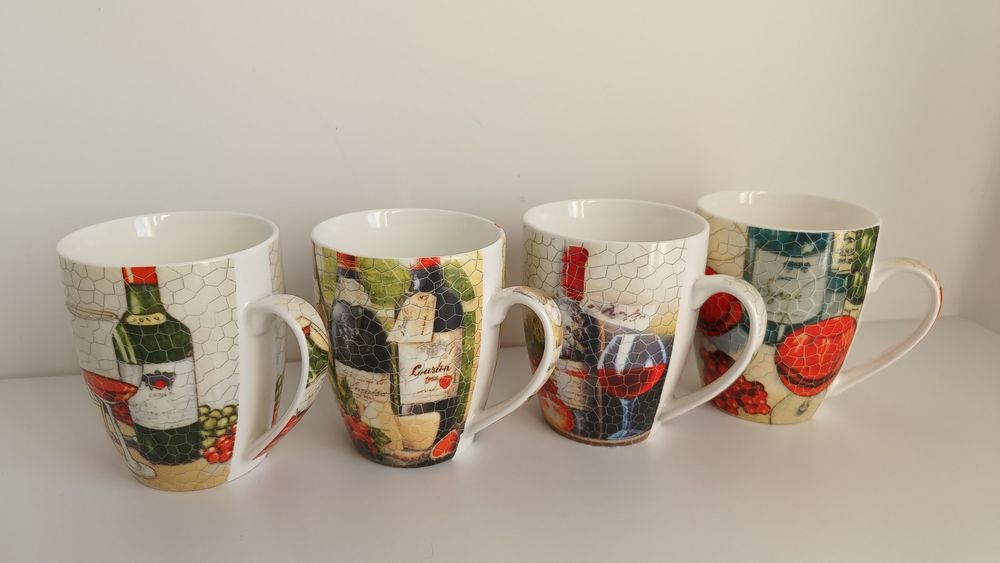 Komplet 4 kubki Veroni z motywem wina