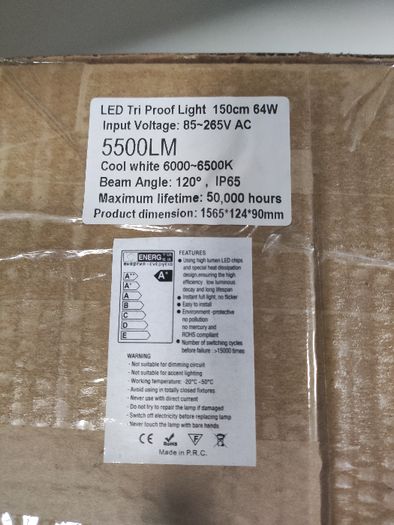 Luminária estanque LED IP65 (tri proof) 64W 150cm 5500lm 4500K