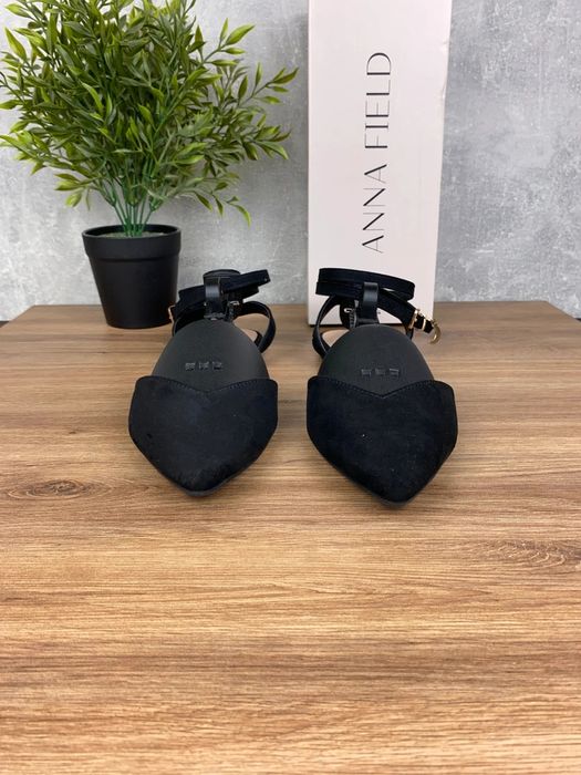 Buty damskie Anna Field r. 40 - eleganckie czarne baleriny z paskiem