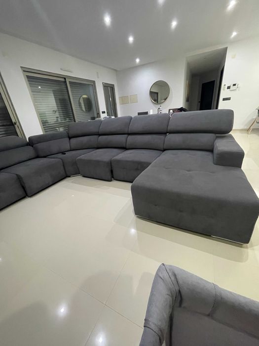 Sofá de canto moderno cinza