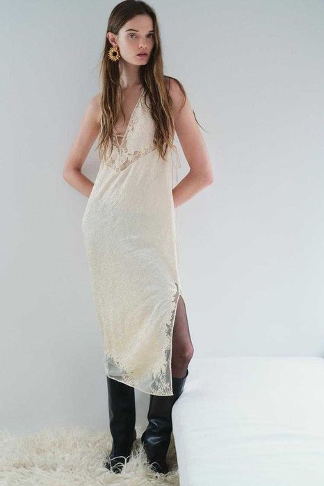 Платье сукня ночнушка zara мереживо кружево L-XL