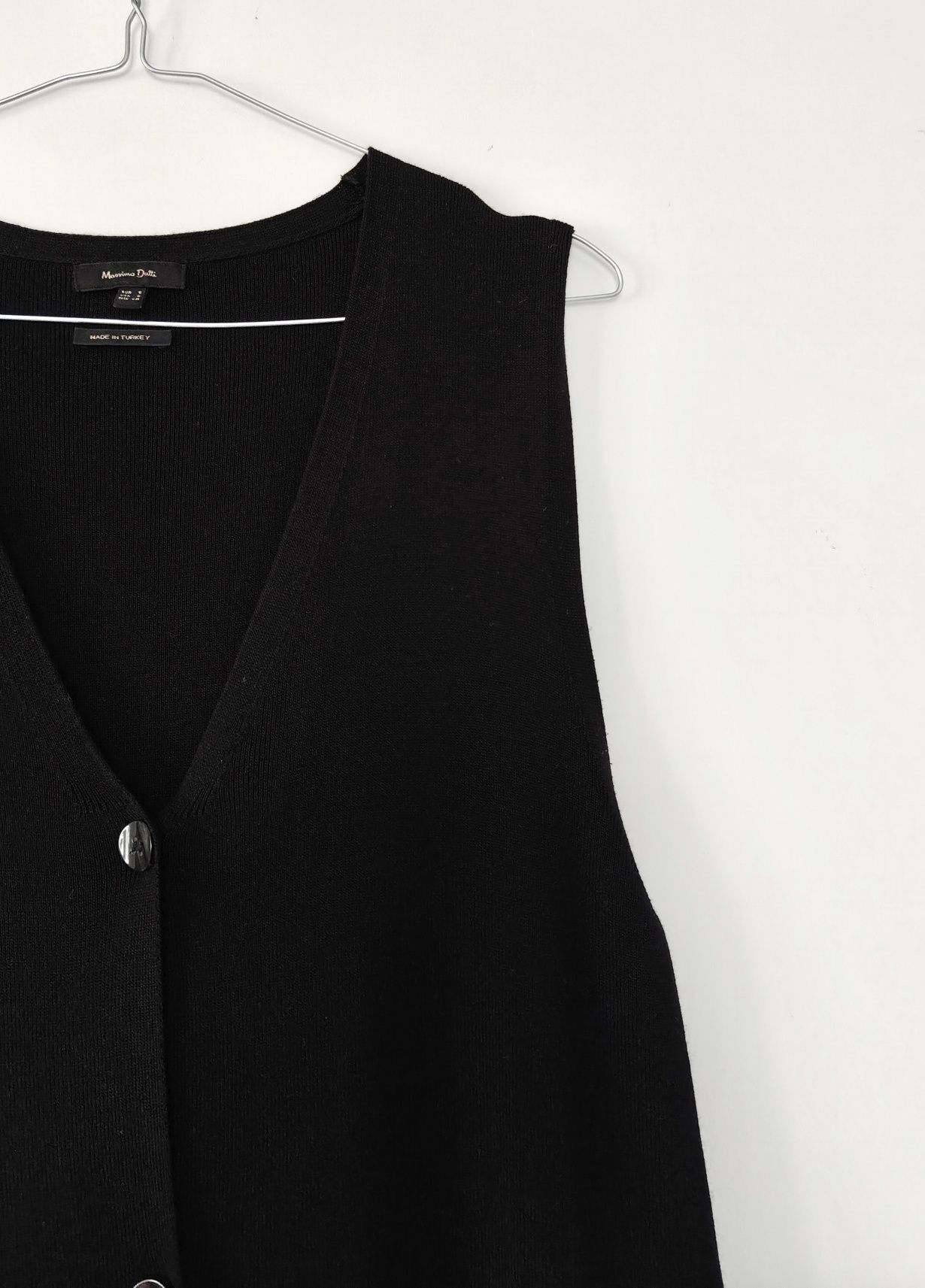Kamizelka Massimo dutti 36 S czarna dzianinowa wiskozowa przedłużana