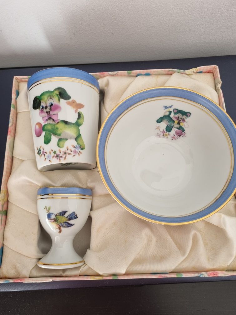 Conjunto porcelana criança Limoges Trevo