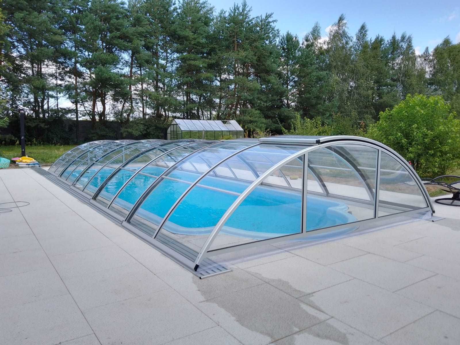 Zadaszenie basenowe 10,90 x 3,90 x 1,32m lite złożone od producenta !
