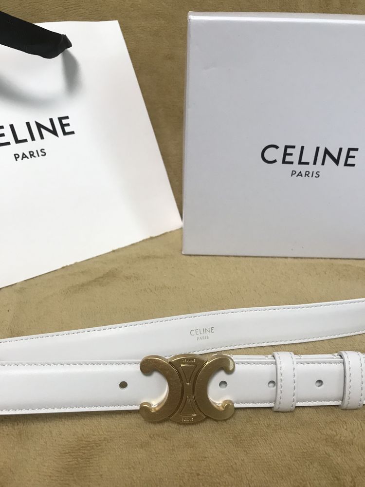 Celine Paris czarny  pasek skóra 70-115 złota klamra