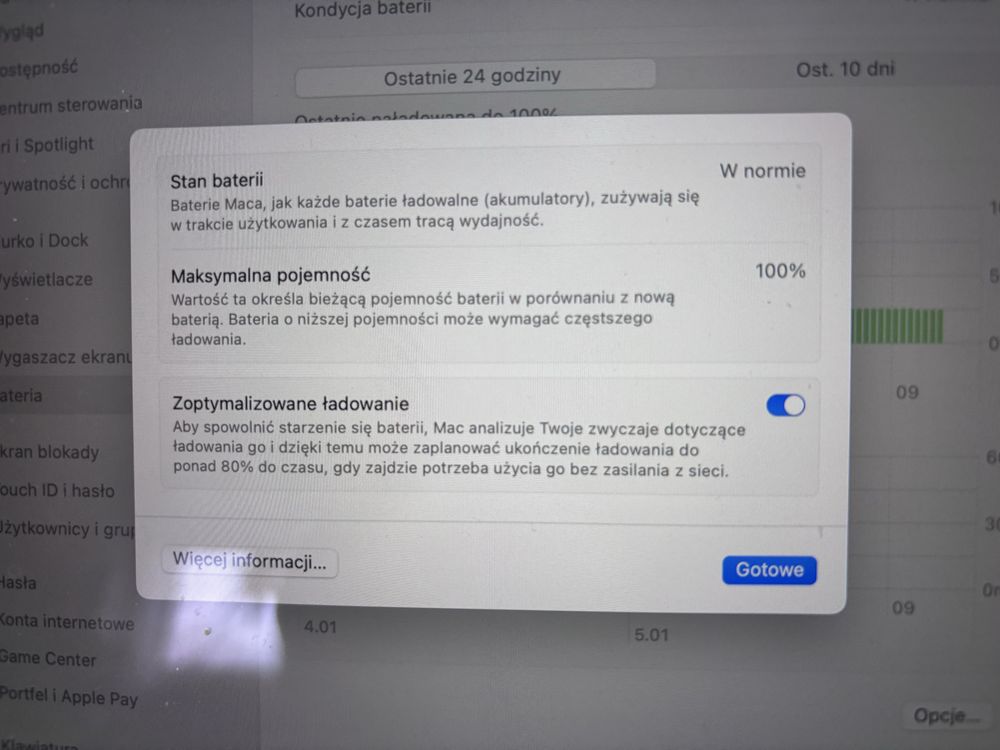 MacBook Air Apple 13 cali czip M2 srebrny 16GB RAM 256GB bateria 100%