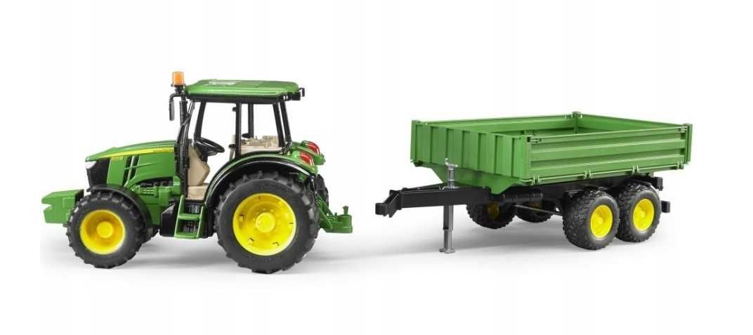 Traktor ciągnik John Deere 5115M z przyczepą Bruder