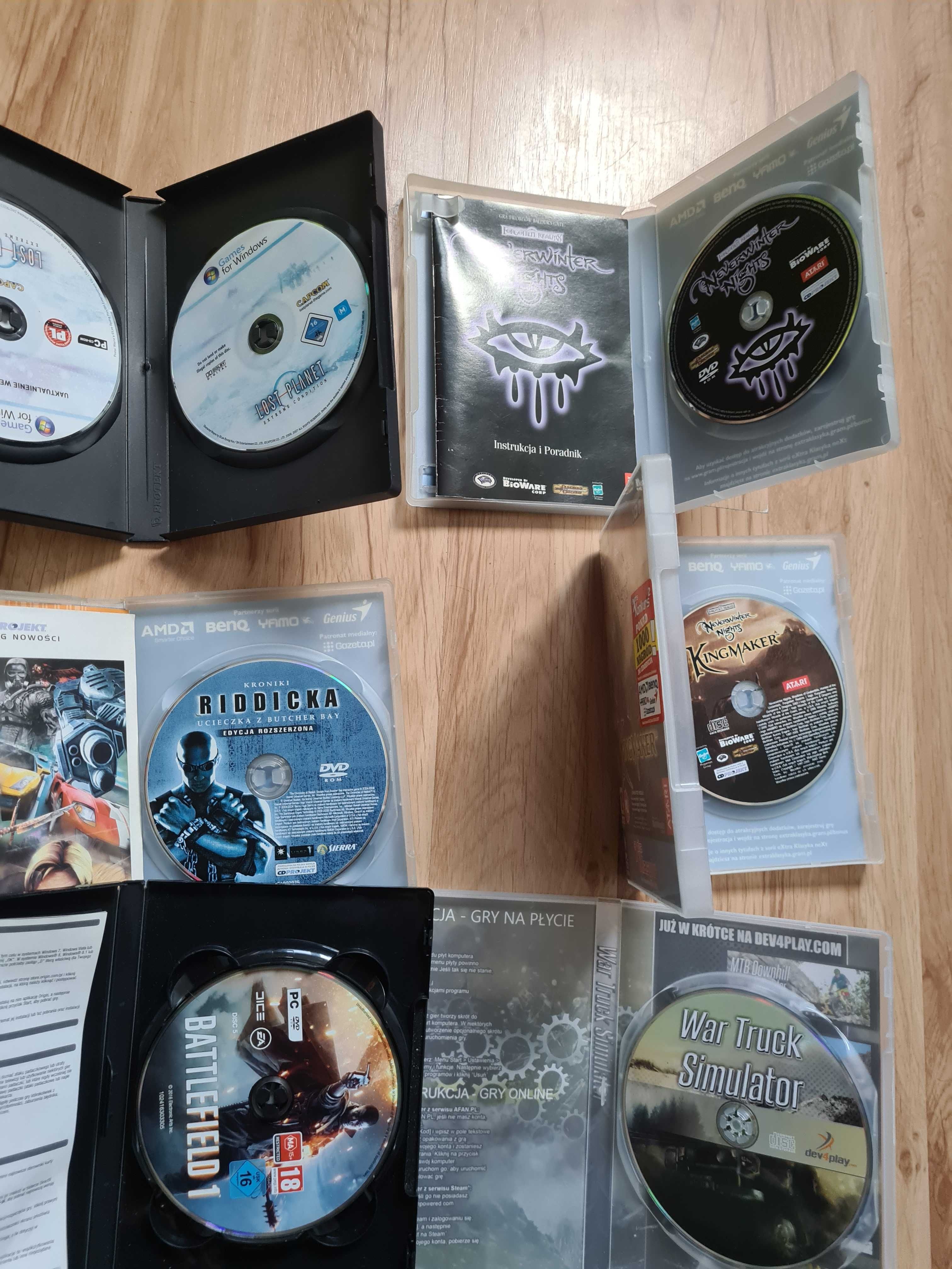 Mega zestaw gry pc battelfield riddick war truck neverwinter