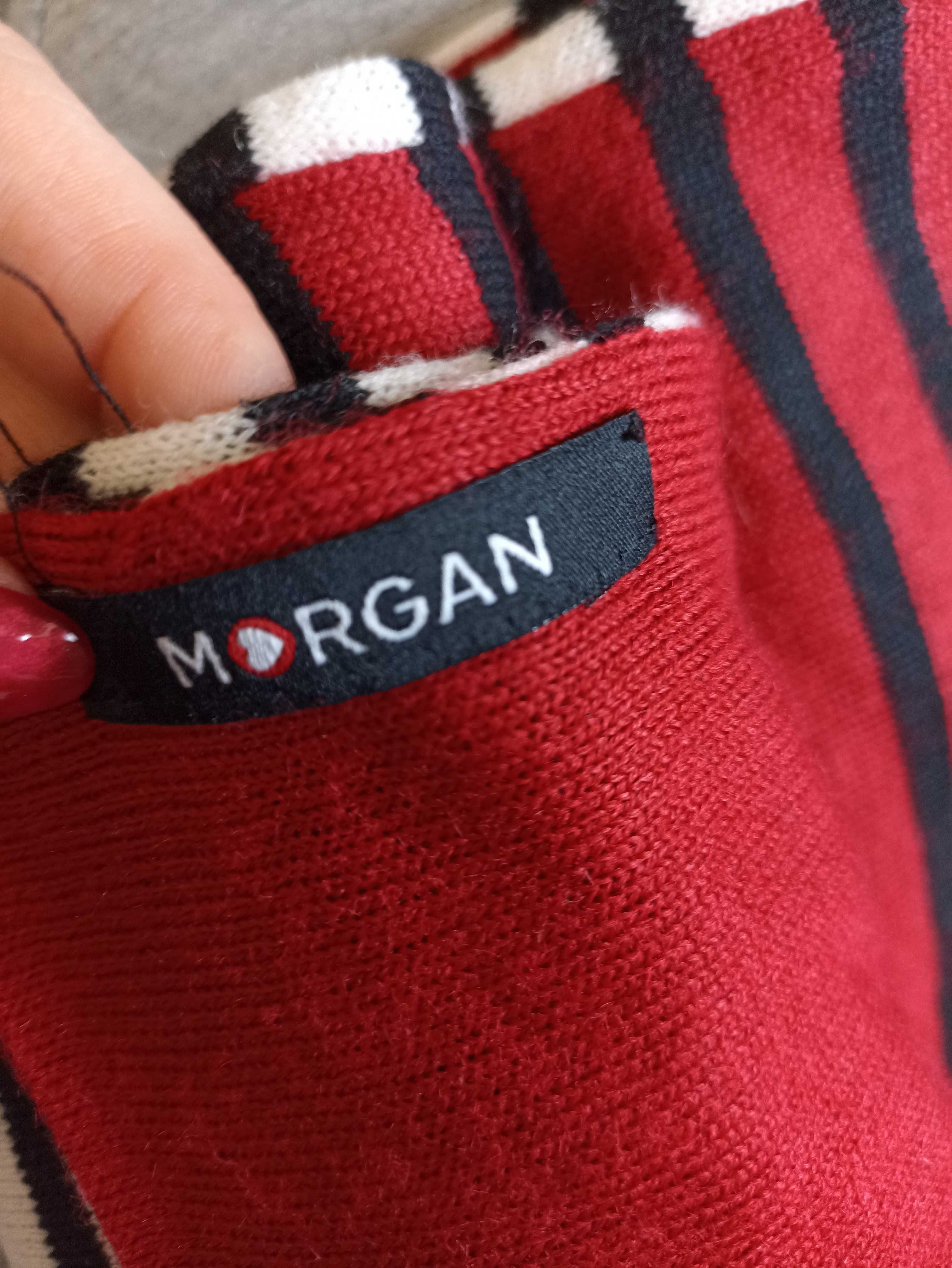 Szalik biało-czarno-czerwony w paski Morgan