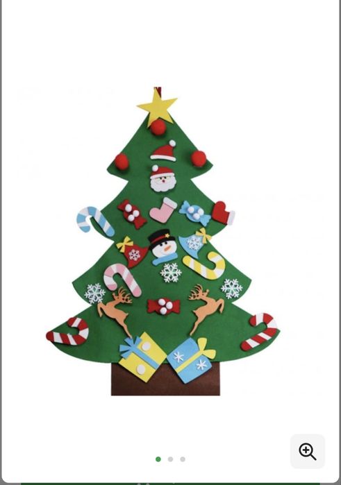 Новорічна фетрова ялинка з набором іграшок на липучках