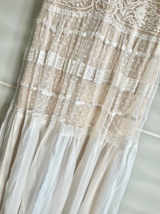 Suknia ślubna retro boho koronki nude rozmiar 38/40