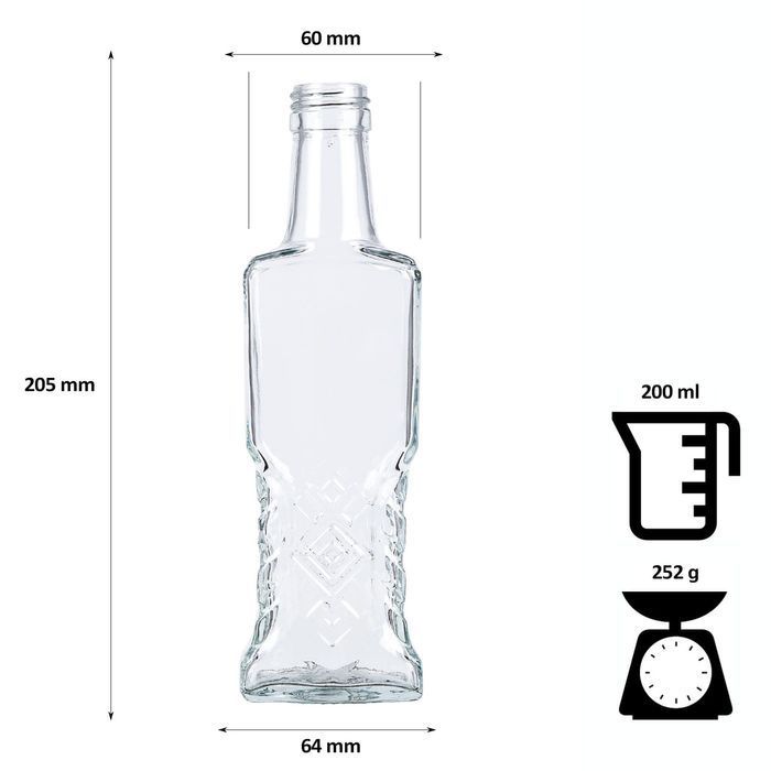 Zestaw 50 sztuk - butelka UKRAINKA 200 ml na nalewki sok z zakrętką