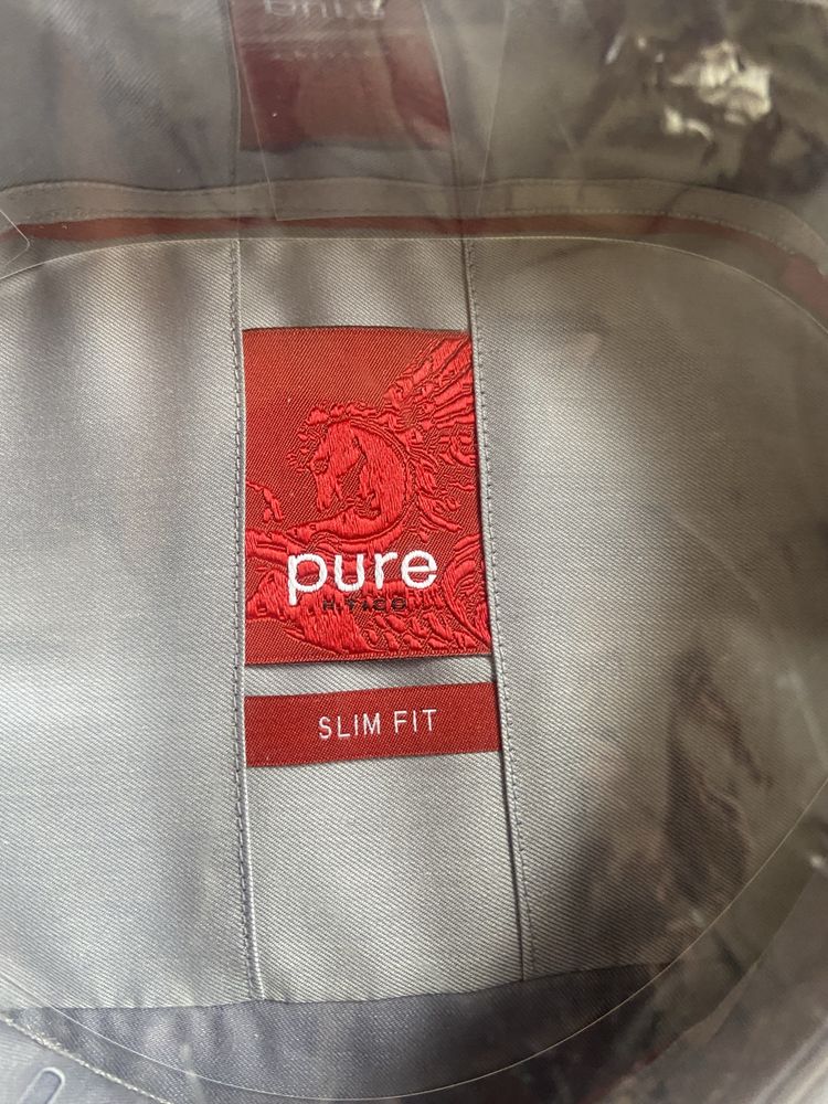 Pure koszula męska casual długi rękaw slim bawełna rozmiar L