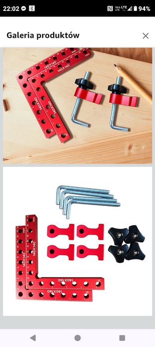 Kątowniki,Klipsy mocujące do obróbki drewna,  2 różne zestawy.
