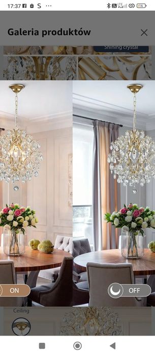 BESTIER Złoty nowoczesny żyrandol wiszący kryształ kropla deszczu oświ