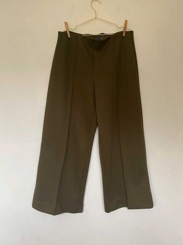 Zielone szerokie spodnie Marks&Spencer 44 khaki XXL