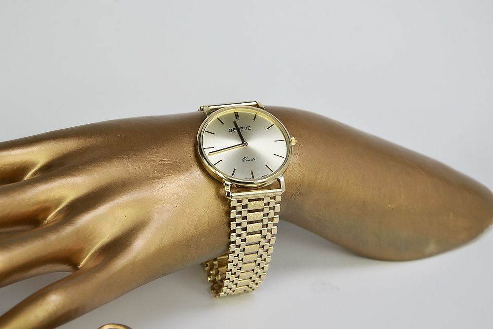 Złoty zegarek 14k 585 z bransoletą męski 14k Geneve mw004y&mbw001y W