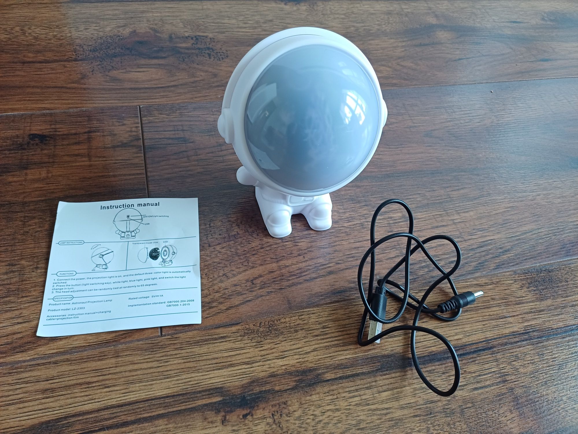 Projektor astronauta lampka USB