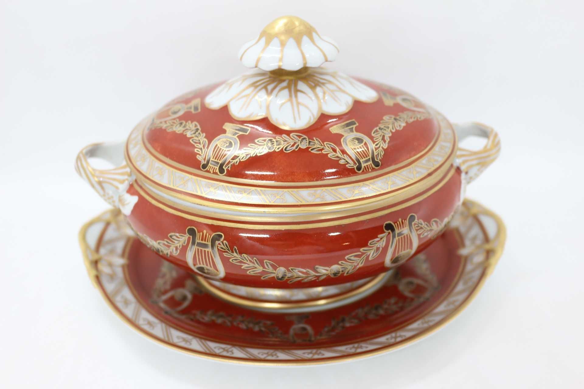 Terrina com Prato LIRAS Vista Alegre 1974 Pintada Mão 20 cm