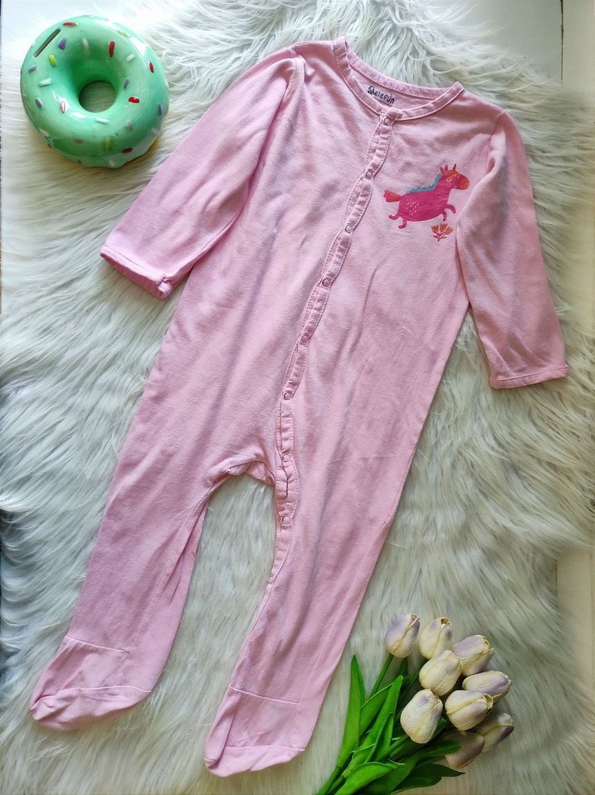 86 :) pudrowy pajacyk piżama pidżama śpiochy śpioszki