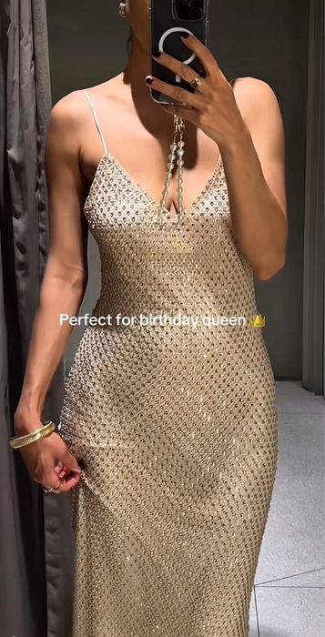 Платье плаття сукня довге вечірня стрази Zara M