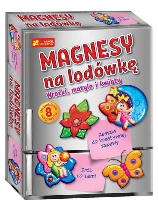 Magnesy na lodówkę - Wróżki motyle i kwiaty pudełko,170x220x50 mm