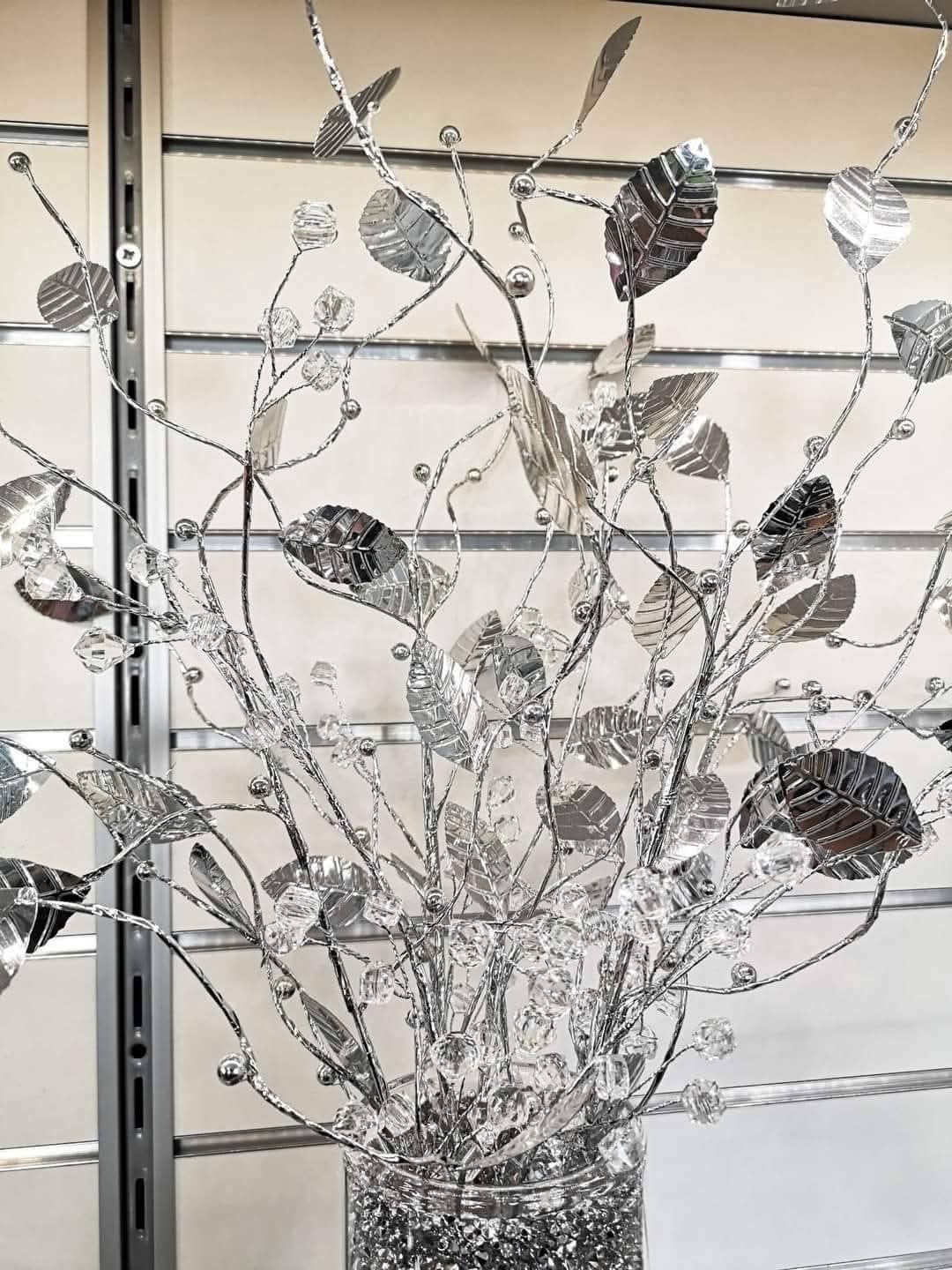Wazon srebrny z pirytem bukiet kryształowy glamour