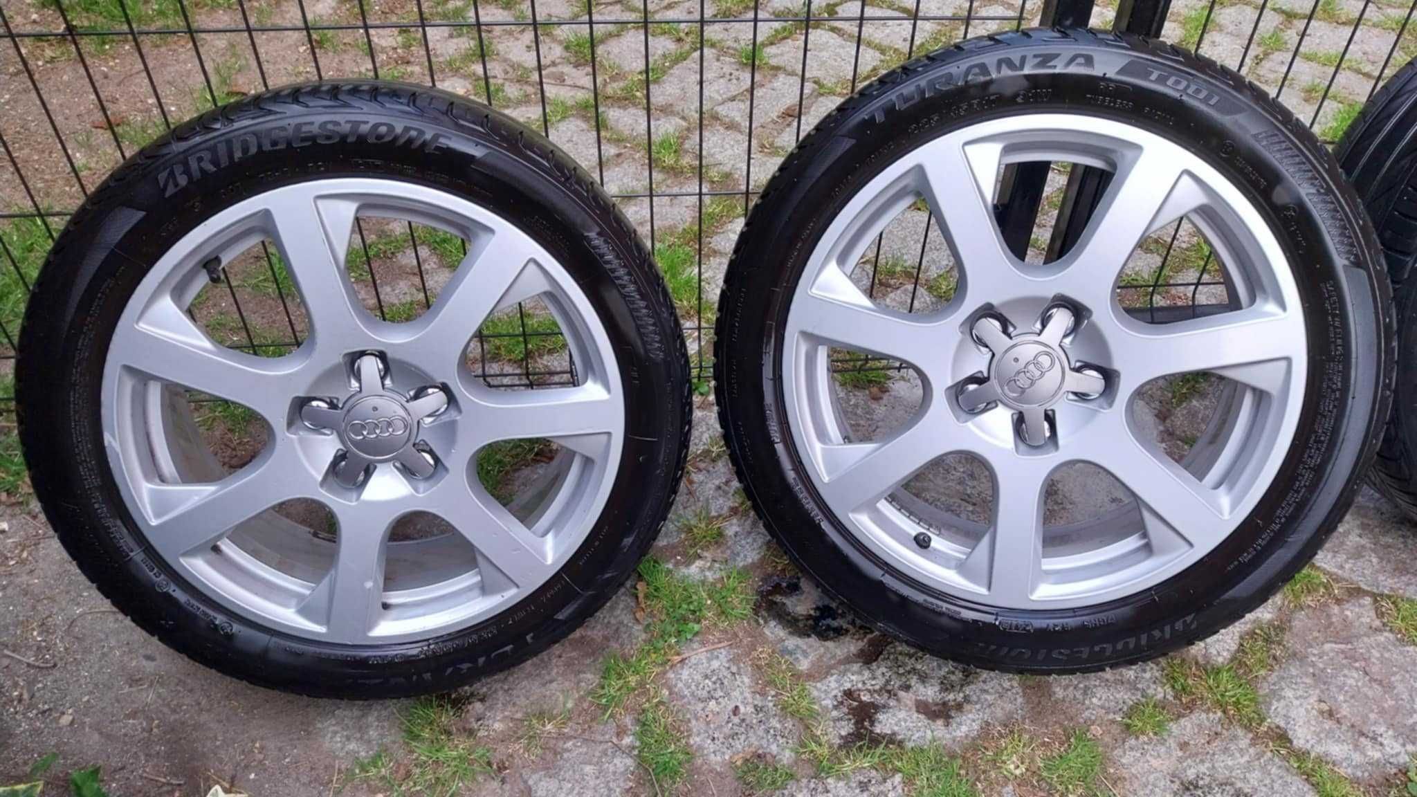 4x Felgi 17" ET37 5x112 7". Opony Bridgestone