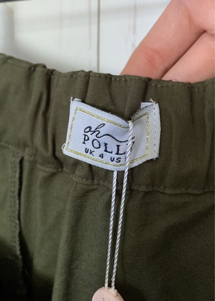 Oh Polly nowa sukienka bawełniana XS khaki mini odkrute ramiona