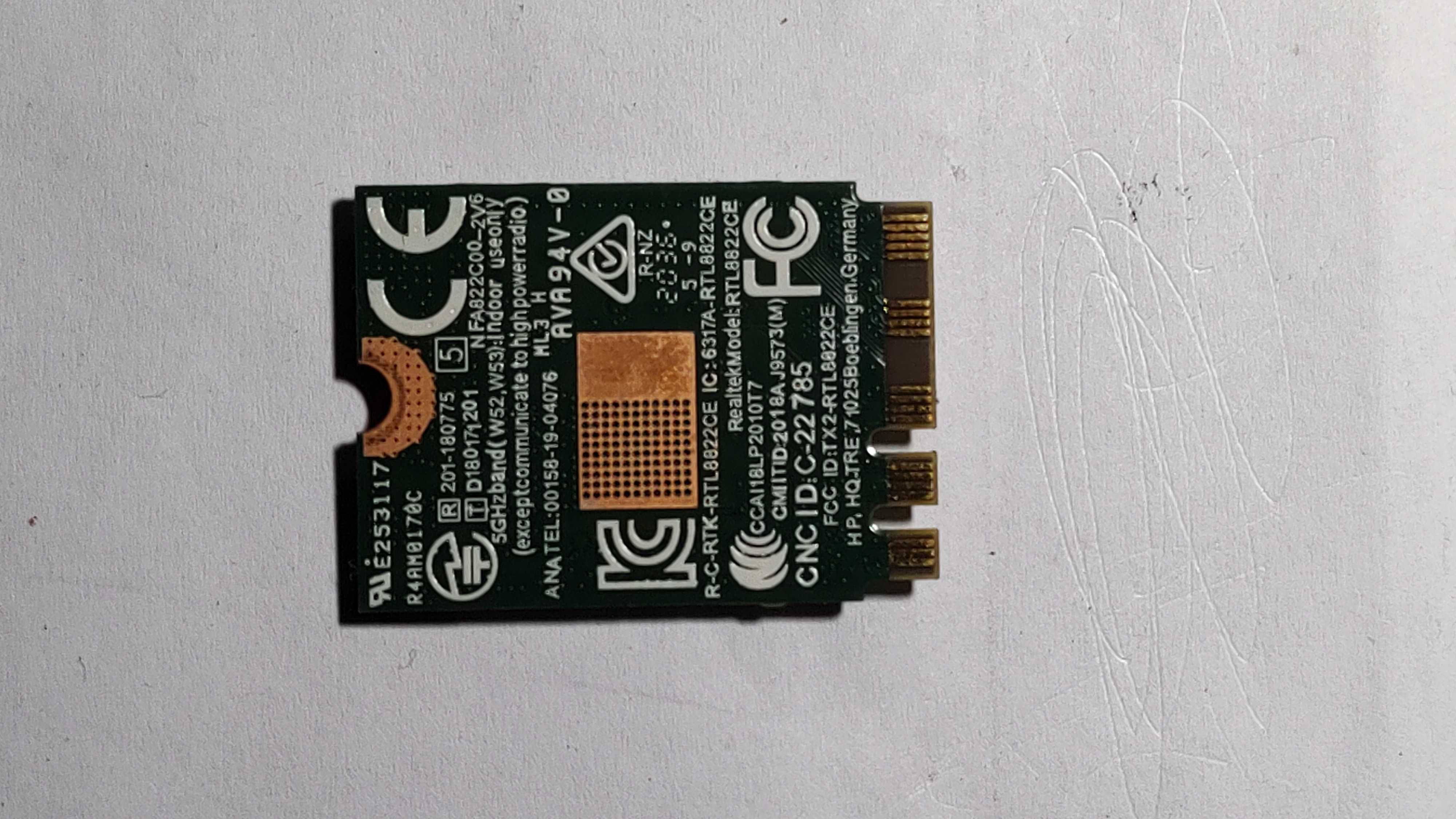 Мережева карта WiFi AC + BlueTooth V5.0;  М.2
