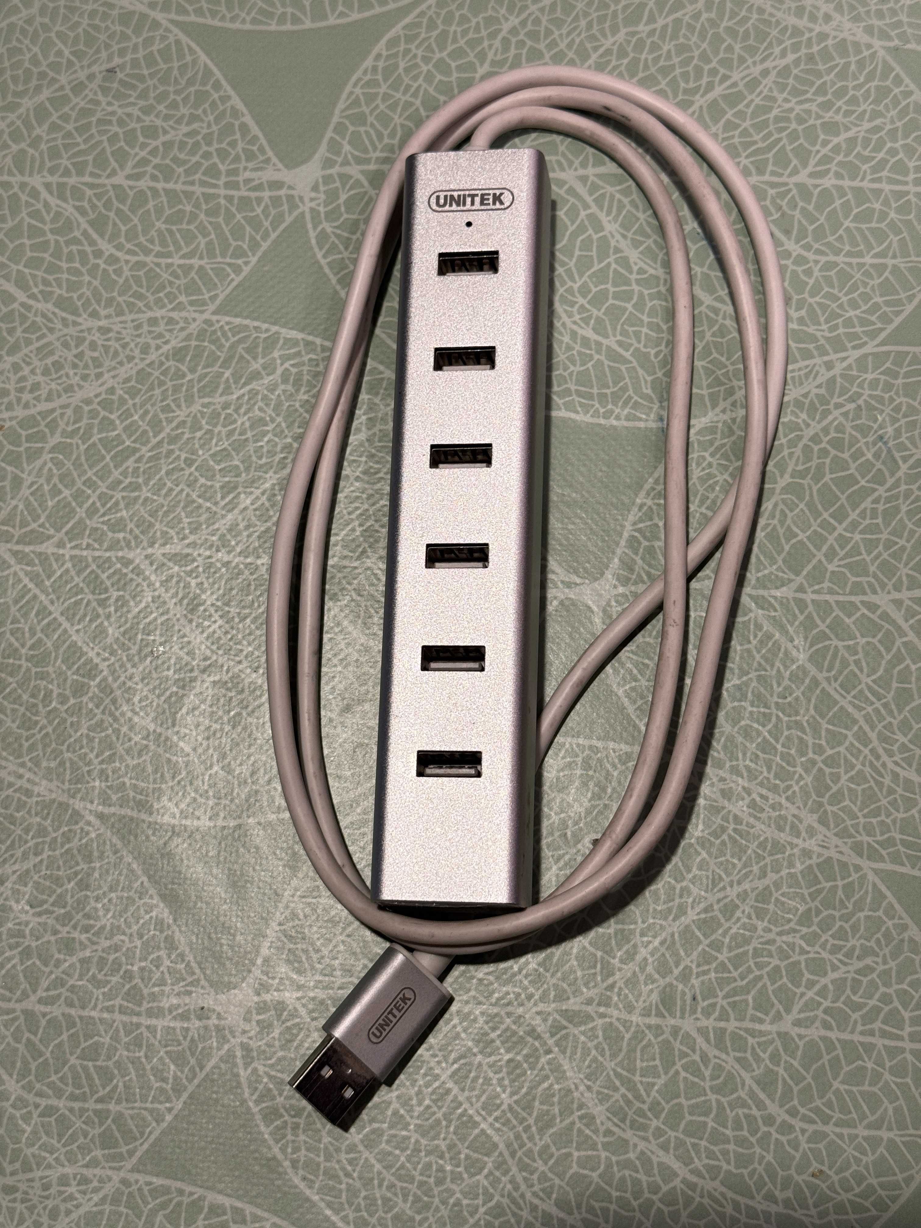 Unitek Y-3090 srebrny hub USB na 7x USB 3.0 + zasilacz, 5Gbps