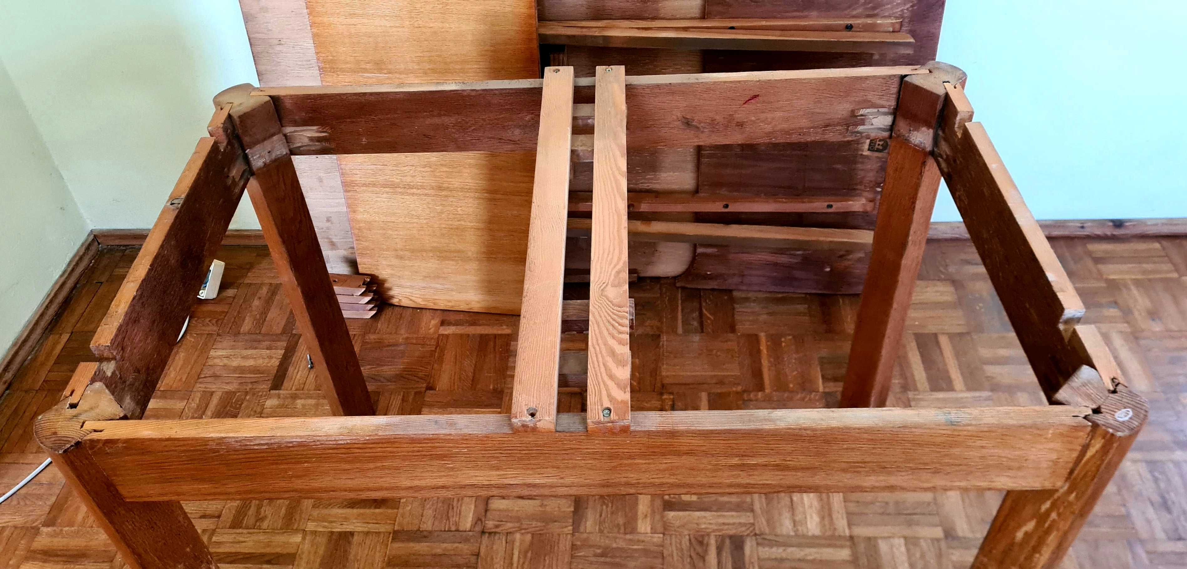 Stół retro PRL rozkładany dąb lite drewno