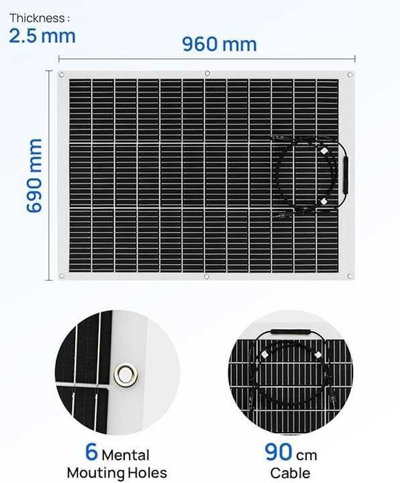 ECO-WORTHY Elastyczny Panel Słoneczny 260 W Włókno Szklane Mono-Ogniwo