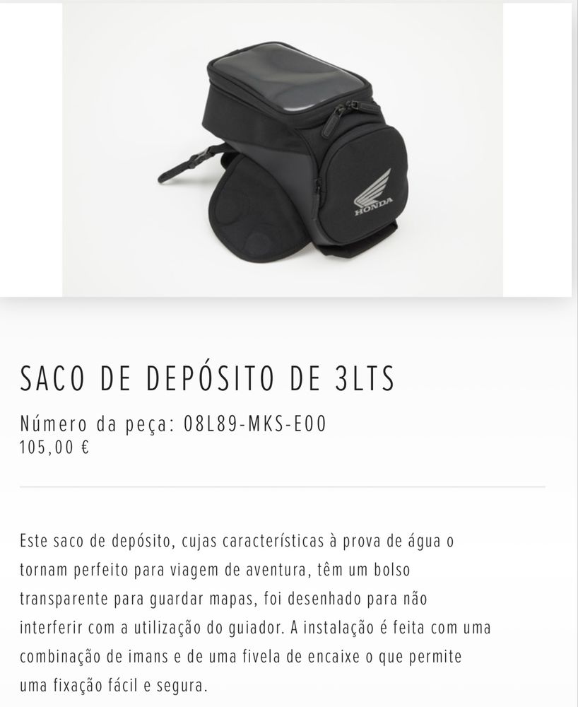 Saco de depósito 3L para Honda Africa Twin