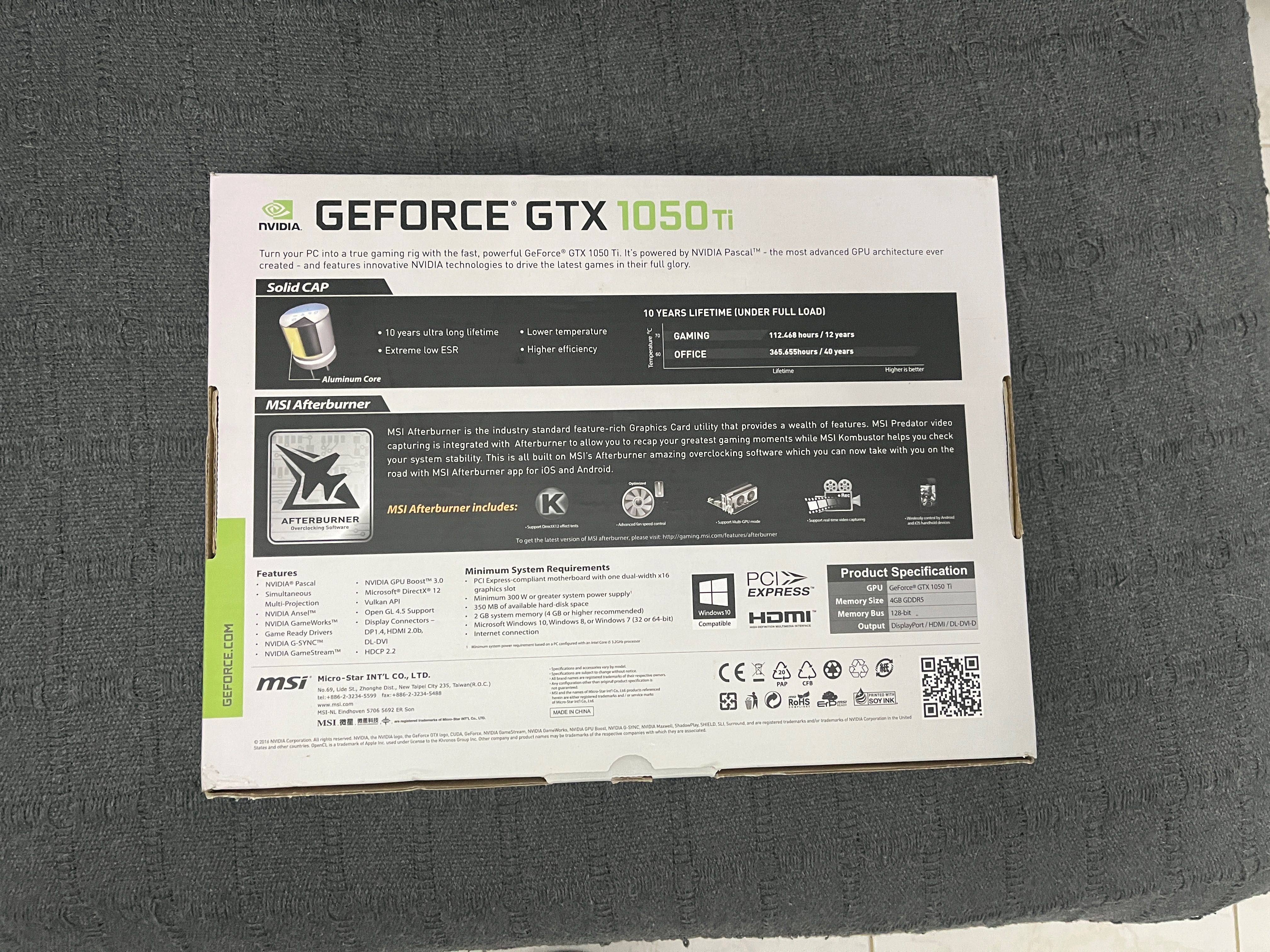 Msi GeForce gtx 1050Ti OC 4 gb ddr5 dual fan