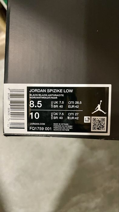 Оригинальные Кроссовки мужские Air Jordan Spizike Low Black FQ1759-001