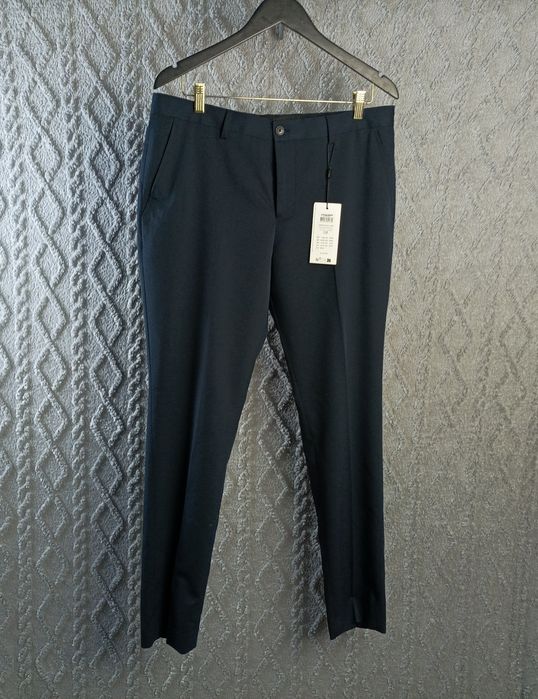 Nowe męskie spodnie garniturowe Jack & Jones Premium, granatowe Super