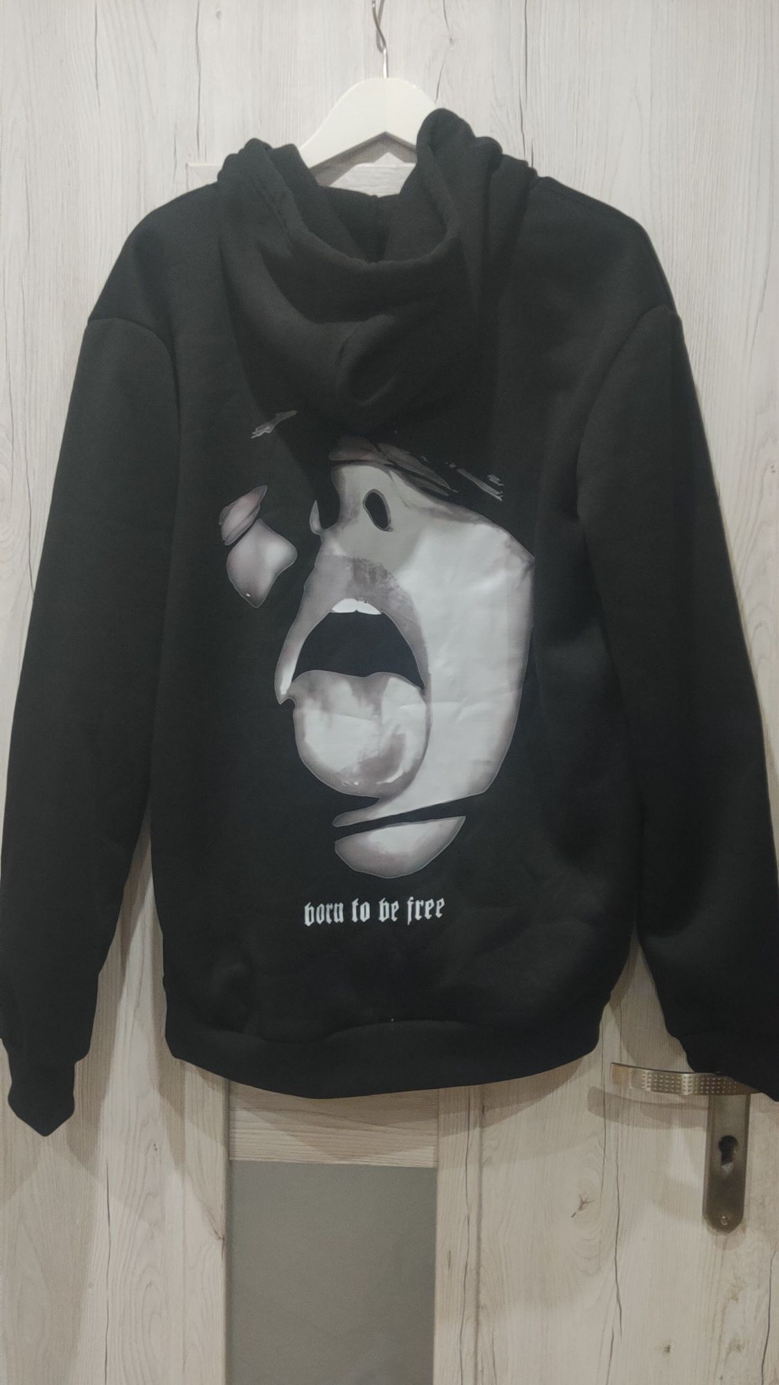Bluza nowa czarna born to be free rap Streetwear hip hop Y2K XL