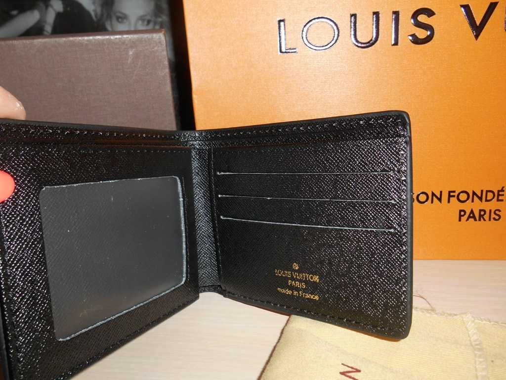 Louis Vuitton portmonetka Czarny portfel męski skóra 76-45