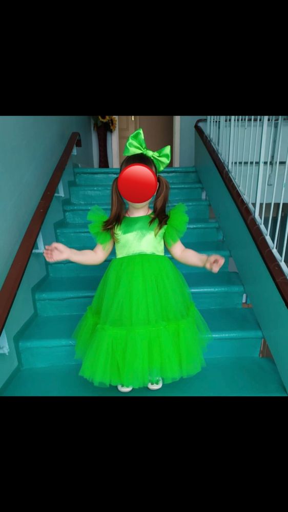 Зелёное пышное платье, платье на девочку ,платье елочка