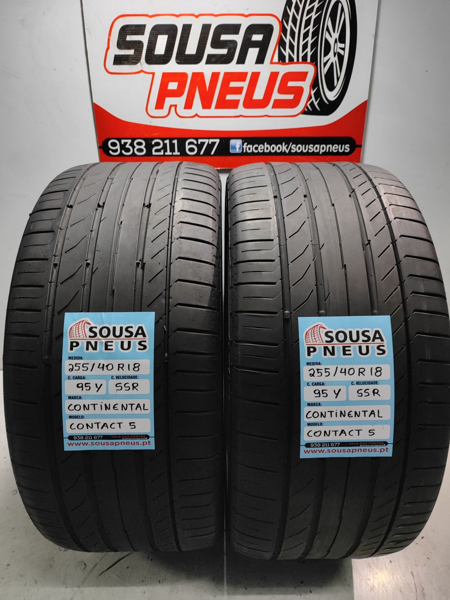 2 Pneus semi novos continental 255/40R18 SSR 95Y Oferta dos portes