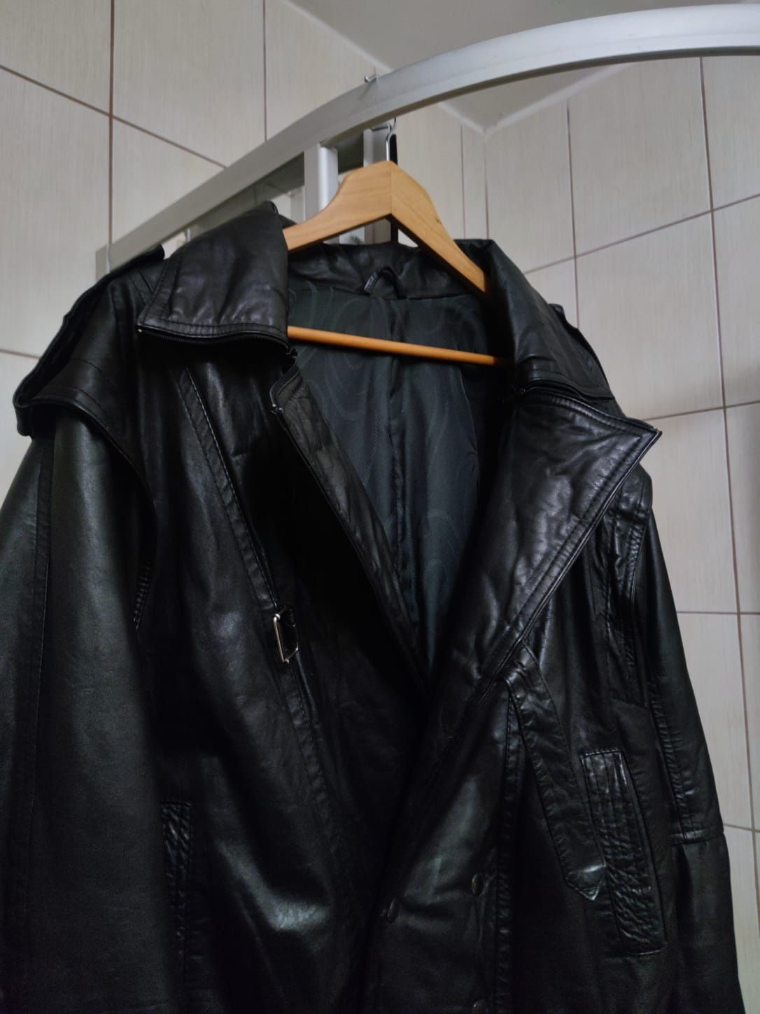 kurtka skórzana czarna vintage skóra elegancka Black XXL sportowa leat