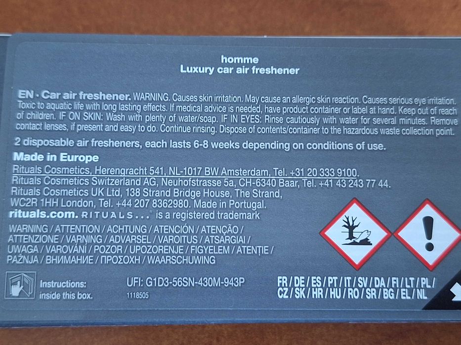 Rituals Homme Car zapach 2 wkłady
